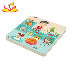 New Arrival Educational Cognitive Sound Wooden Animal Jigsaw Puzzle For Kids W14M340