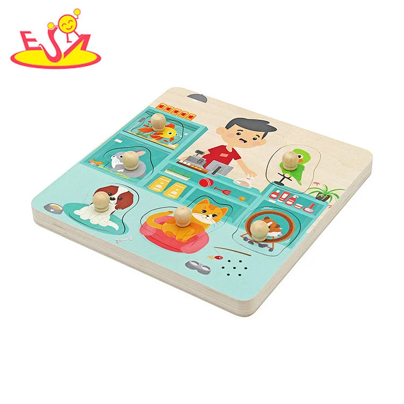 New Arrival Educational Cognitive Sound Wooden Animal Jigsaw Puzzle For Kids W14M340